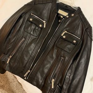 Michael Kors Black leather moto jacket